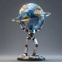 atlas holding the world classic sculpture by mario feng and john berkey, atlas is an i robot, ray tracing, master shot, octane render, 8 k, ultra hd, perfect light