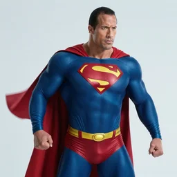 film still of dwayne the rock johnson as superman working in a bakery in the new superman movie, 4 k, highly detailed face, detailed eyes