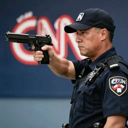 photo of a cop holding a gun, cnn