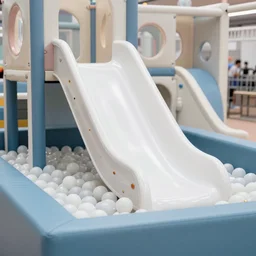 “photo taken from a play area ball pit in a Family Fun Center after closing.”