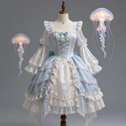 rococo costume design，jellyfish，dreamy, soft , highly detailed,  octane render, 8k