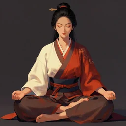 samurai woman meditating, hyper realistic, artstation, illustration, digital paint, matte paint, vivid colors
