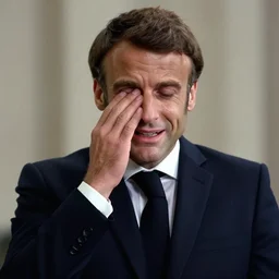 Emmanuel Macron crying in American Psycho (1999)