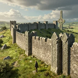 a celtic wall, art by aaron horkey and moebius, high details, cinematic, cgsociety 8 k