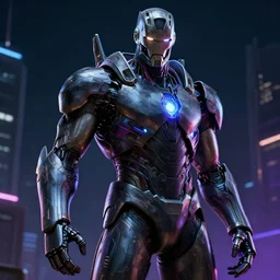 ultron bot from avengers age of ultron, cyberpunk concept art, detailed, neon, night, dark, octane renderer, artstation,