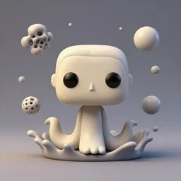 ebay product, cute miniature resine figure, High detail photography, 8K, 3d fractals, pictoplasma, one simple ceramic toy tentacle monster funko pop Figure sculpture, surrounded by splashes, 3d primitives, in a Studio hollow, by pixar, by jonathan ive,, simulation