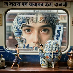 anamorphic, fuji gfx, 2 0 0 mm ; beautiful hyperrealistic typographic film still from nepal of wired devanagari brain map scene in style of 1 9 9 0 s frontiers in miniature porcelain retrofuturism deep emboss macro design architectural art studio photography magazine devanagari banner still life seinen manga extreme closeup portrait edition, real - life shinkansen window view porcelain izakaya sign, highly detailed, eye contact, pointe poses, 8 k