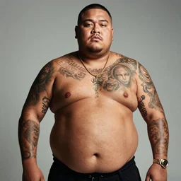 fat half black half samoan gangsta rapper covered in tattoos photo