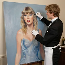 taylor swift working as a butler, painted by masse de gouch