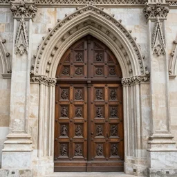 Gothic facade with a carved wood door designed by bernini featured in artstation