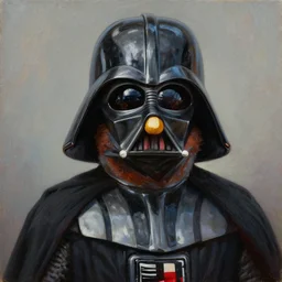a photorealistic digital illustration of a darth vader elmo. hyper detailed, oil on canvas. this 4 k hd image is trending on artstation, featured on behance, well - rendered, extra crisp, features intricate detail, epic composition and the style of unreal engine.
