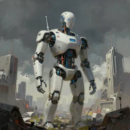 an illustration of consciousness emerging in a large language model ai robot in the style of algernon blackwood and greg rutkowski, realistic digital painting, brutalist futuristic