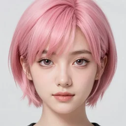 full headshot art by phil noto, young female, short pink hair, pixie cut, beautiful face, symmetrical face, beautiful eyes, semi realistic anime, anime! 4 k