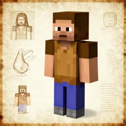 anatomical studies of a minecraft villager by leonardo da vinci