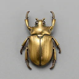 a beetle amulet by hr giger, bronze on gold , patina,