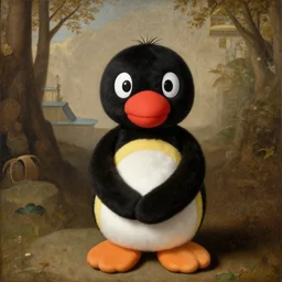 A realistic renaissance painting of Pingu