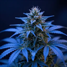 a blue leaf futuristic hybrid sci fi poisonous cannabis plant, sharp focus, trending on artstation,, realistic, cinematic lighting, hyper realism, octane render, 8 k, hyper detailed, vivid, ultra detailed, highly detailed