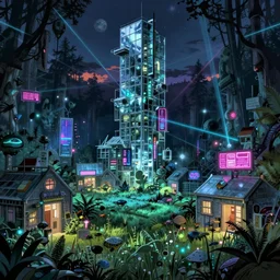 a beautiful hyperdetailed anime illustration of barracks nature urbex by eugene boudin, apocalyptic made of glass dieselpunk at night uv light meadow uranus lightpaint neon signs at dusk matte painting alien nightvision forest darkacademia laser, archdaily, wallpaper, highly detailed, trending on artstation.