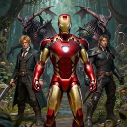 portrait of marvels ironman by hr giger, greg rutkowski, luis royo and wayne barlowe as a diablo, resident evil, dark souls, bloodborne monster, elden ring creature, [ [ in a garden ] ]