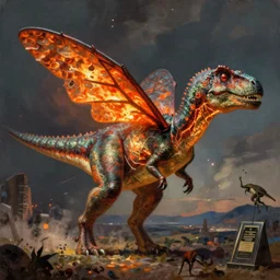 concept art painting of a dinosaur firefly hybrid, by james gurney and greg rutkowski