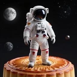 portait of an astronaut standing on a moon cake at space, au naturel, hyper detailed, digital art, trending in artstation, cinematic lighting, studio quality, smooth render, unreal engine 5 rendered, octane rendered, art style by pixar dreamworks warner bros disney