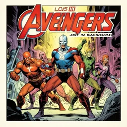 avengers lost in backrooms, vintage comic by greg rutkowski