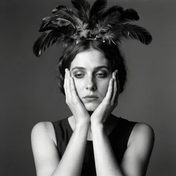 photographic portrait max ernst sad woman giraffe feathers