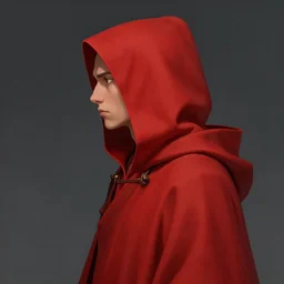 the red hooded monk, side profile, trending on artstation, 8 k, by gerard brom and zdzisław beksinski