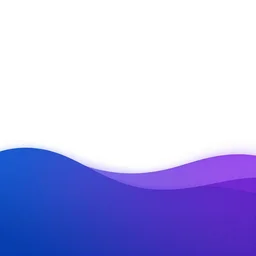 a gradient of blue and purple, wave devider at the bottom, white background