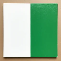 A square sheet painted half in white and half in green