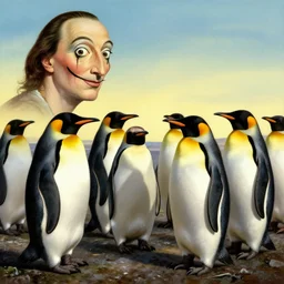 Penguins in the style of Salvador Dali, Surrealism, HD artwork, Wikimedia, google arts and cultures,
