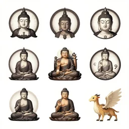 buddhism symbols by greg rutkowski and james gurney.