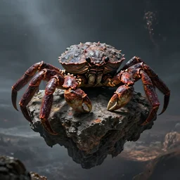 detailed hyper realistic alien intelligent crab covered with rock skin which looks deeply unnerving, menacing alien living rock, floating island on a barren exoplanet, beautiful dramatic moody lighting, cinematic atmosphere, by Jean Giraud, Alex Grey, Zdzislaw Beksiński, Dan Mumford, Patiphan Sottiwilaiphong, Yintion J - Jiang Geping