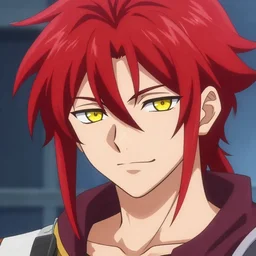 hisoka anime male 2 0 years old male mischievous sharp features very very narrow yellow eyes red red crimson soft hair thin lips arch eyebrows anime pixiv smooth skin overwatch moira hairstyle art by wlop ruan jia rutkowski
