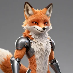 smiling male fox fursona, digital arm, artgerm, trending on artstation, furry,
