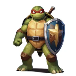a badass turtle fighter with a shield made out of a turtle shell. greg rutkowski, artgem