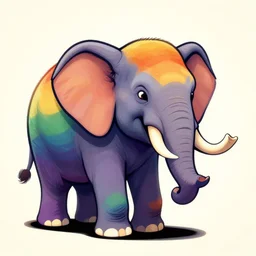 an angry rainbow elephant