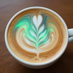 caffe latte art that looks like aurora borealis, 4 k