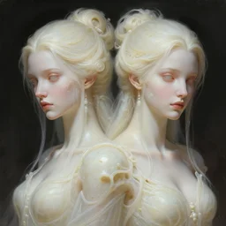 stunning twin jav av idol actress portrait, translucent, ivory, putrid, fantasy, intricate, elegant, highly detailed, digital painting, artstation, concept art, smooth, sharp focus, illustration, art by afshar petros and krenz cushart and artem demura and tony sandoval and pixiv fanbox and craig mullins