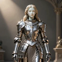 hyper realistic photo of medieval android armored paladin girl, with porcelaine doll face, full body, cinematic, artstation, cgsociety, greg rutkowski, james gurney, mignola, craig mullins, brom