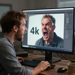 an enraged architect yells at his computer monitor, 4 k, digital art, high resolution, highly detailed, trending on artstation