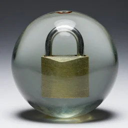a lock inside a glass marble, by camille corot