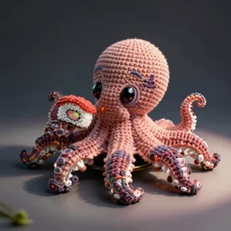crochet octopus eating sushi
