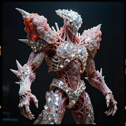 diamond creature made out of a humanoid nervous system with large meaty spikes all over the body, cinematic, volumetric lighting, f 8 aperture, cinematic eastman 5 3 8 4 film, photorealistic