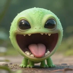 a tiny alien with a huge mouth