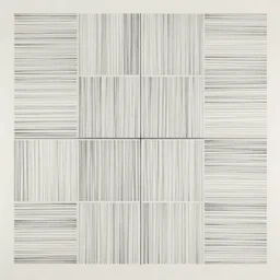 an abstract picture a 64 squares arranged in a 8x8 grid, hundreds of pencil lines, Sol LeWitt
