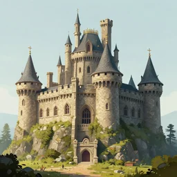 a old castle, epic retrowave art, trending on art station