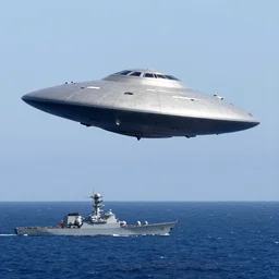 tictac - shaped ufo flying out of the sea, uss nimitz tictac ufo incident, middle of the ocean, tic tac ufo, warship