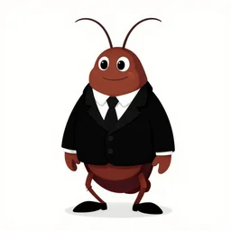 clean vector illustration : : cockroach character securityguard : : black suit tie : : head torso legs feet : : horton hears a who! movie : : artstation
