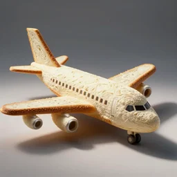a 3d render of a plane made out of white bread